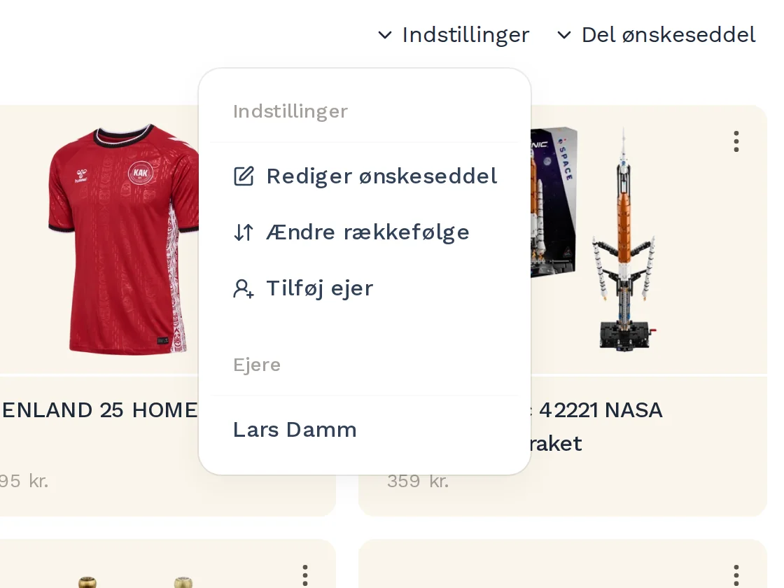 The settings menu of a wishlist with options to edit it, reorder wishes and add an owner.